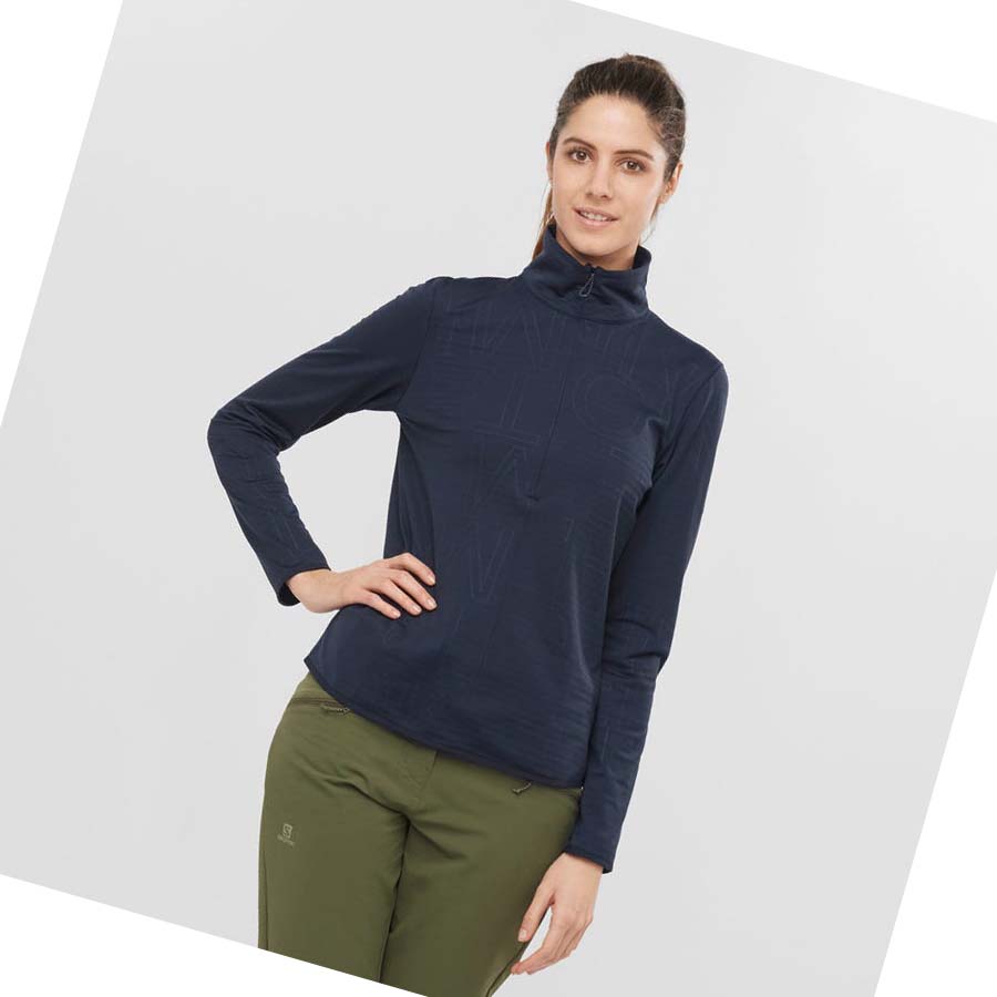 Sudadera Con Capucha Salomon ESSENTIAL LIGHTWARM Mujer Azul Marino Azules | MX 2526WNB